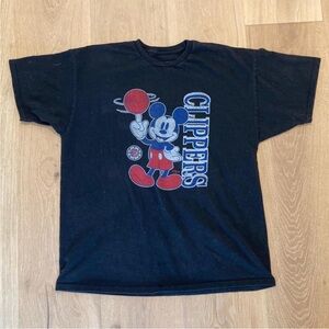Disney x Junk Food Black Mickey LA Clippers T-Shirt “Clippers” Print